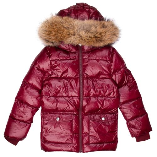 Kids Burgundy Authentic Fur Shiny Jacket (8yr+) 13870 by Pyrenex from Hurleys