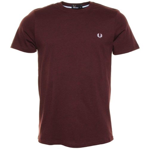 Mens Mahogany Marl Crew Neck S/s Tee Shirt 12149 by Fred Perry from Hurleys