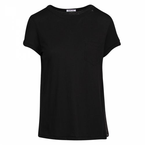 Womens Black Animal Pleated S/s T Shirt 40704 by Replay from Hurleys
