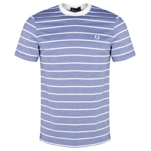 Mens Summer Blue Oxford Stripe S/s T Shirt 21223 by Fred Perry from Hurleys