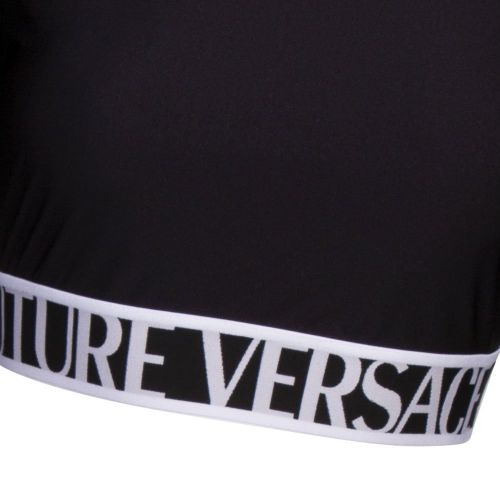 Womens Black/White Shiny Lycra Crop L/s T Shirt 90820 by Versace Jeans Couture from Hurleys