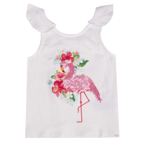 Girls White Sequin Flamingo Vest Top 40152 by Mayoral from Hurleys