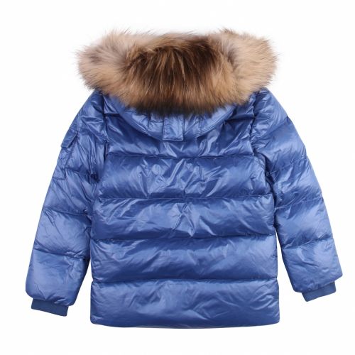 Girls Blue Authentic Shiny Fur Hooded Jacket 48975 by Pyrenex from Hurleys