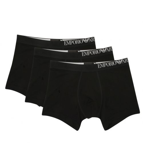 Mens Black Side Logo 3 Pack Boxers 78288 by Emporio Armani Bodywear from Hurleys