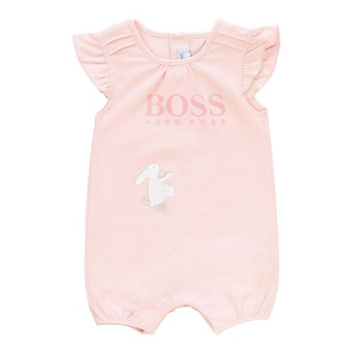 Baby Pink Bunny Rabbit Logo Romper 55877 by BOSS from Hurleys