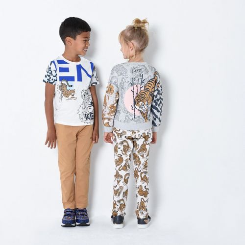 Boys Off White Tiger Mix S/s T Shirt 102656 by Kenzo from Hurleys