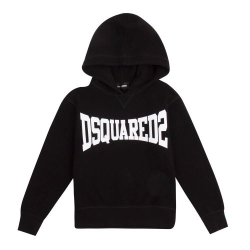 Boys Black Stretched Logo Hoodie 81847 by Dsquared2 from Hurleys
