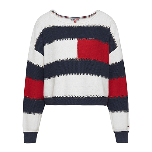 Womens Snow White Flag Stripe Knitted Jumper 90270 by Tommy Jeans from Hurleys
