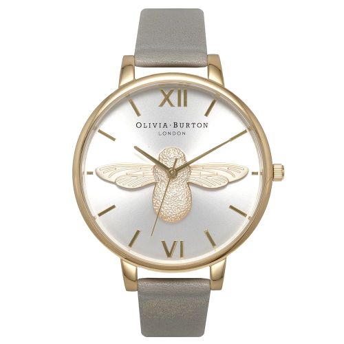 Womens Grey Gold & Silver Animal Motif Moulded Bee Watch 68742 by Olivia Burton from Hurleys