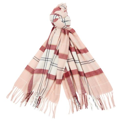 Womens Red/Pink Hailes Tartan Wrap Scarf 94336 by Barbour from Hurleys