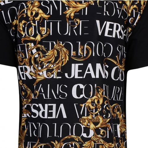 Mens Black/Gold Baroque Patch Logo S/s T Shirt 110706 by Versace Jeans Couture from Hurleys