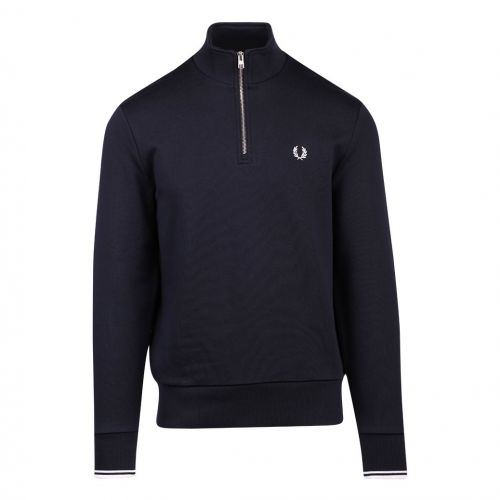 Mens Navy Half Zip Sweat Top 107977 by Fred Perry from Hurleys