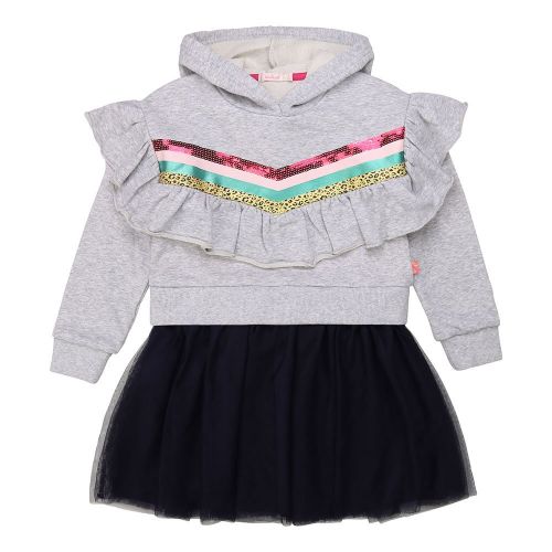 Girls Grey Sweater Net Skirt Dress 78491 by Billieblush from Hurleys