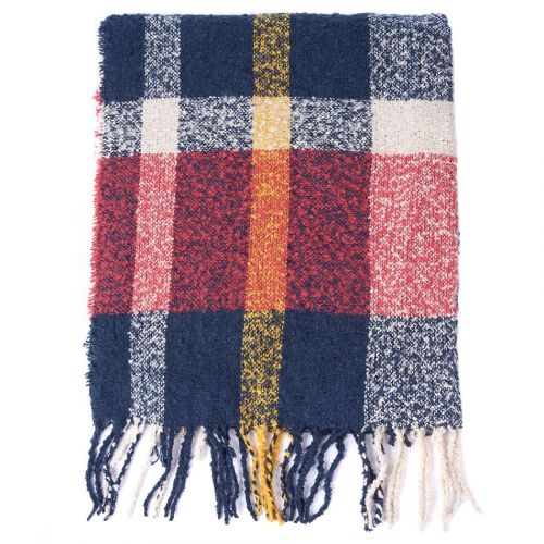 Womens Claret/Navy Ridley Boucle Check Scarf 79830 by Barbour from Hurleys
