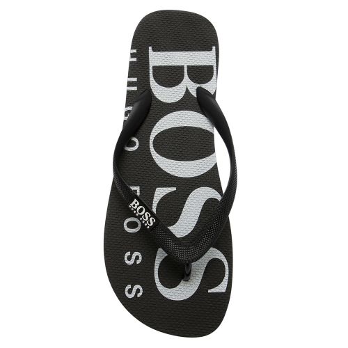 Mens Black Wave Logo Flip Flops 37967 by BOSS from Hurleys