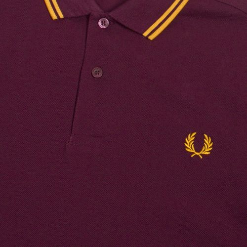 Mens Mahogany Twin Tipped S/s Polo Shirt 52221 by Fred Perry from Hurleys