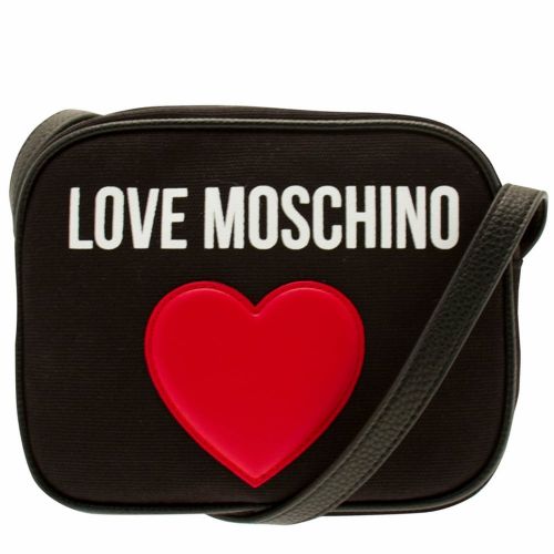 Womens Black Canvas Cross Body Bag 17972 by Love Moschino from Hurleys