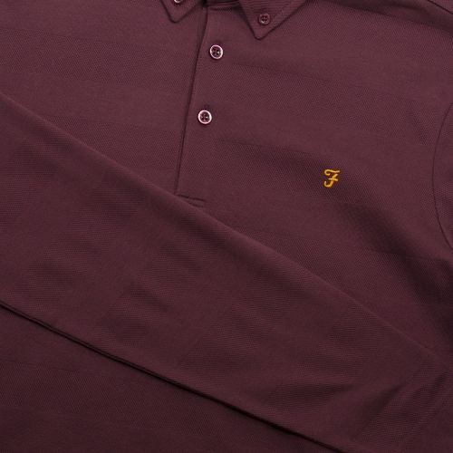 Mens Red Stapleton Stripe L/s Polo Shirt 32672 by Farah from Hurleys