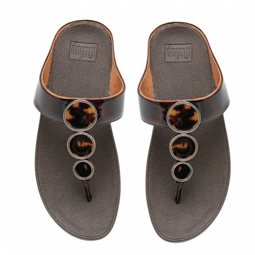Womens Chocolate Brown Halo Tortoise Toe-Thong Sandals 40943 by FitFlop from Hurleys