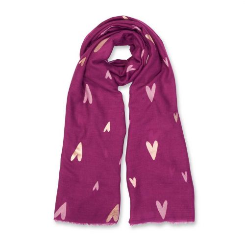 Womens Burgundy Heart Print Scarf 80370 by Katie Loxton from Hurleys