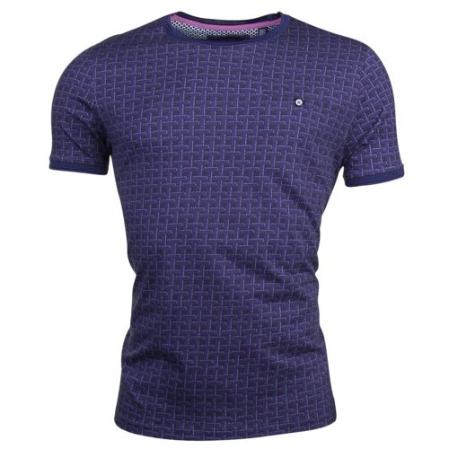 Mens Mid Blue Hillman Print S/s T shirt 14265 by Ted Baker from Hurleys