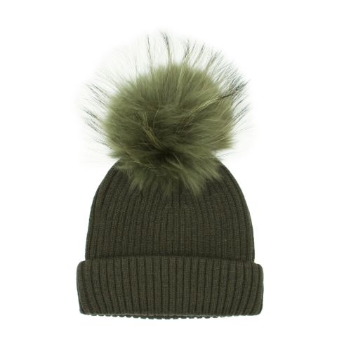 Womens Camouflage/Khaki Wool Hat with Pom 47580 by BKLYN from Hurleys