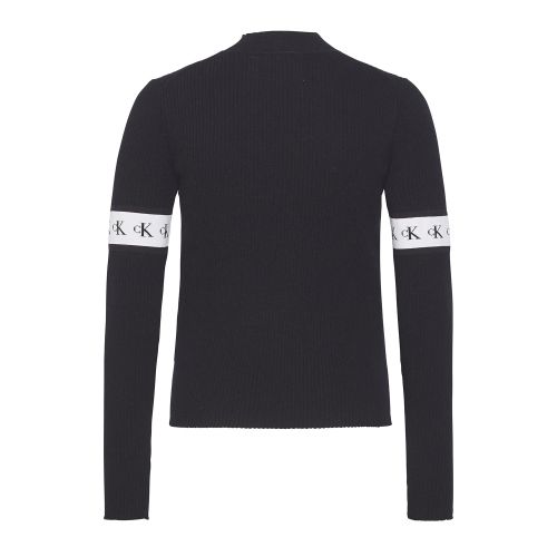 Womens CK Black Monogram Tape Ribbed Knitted Jumper 49925 by Calvin Klein from Hurleys