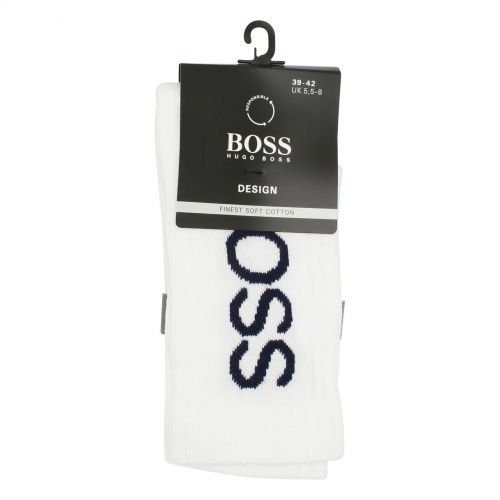 Mens White QS Bold Logo Sport Socks 76592 by BOSS from Hurleys