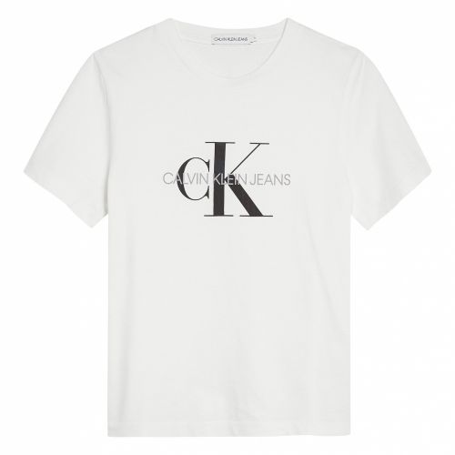 Girls Bright White Monogram Logo S/s T Shirt 56113 by Calvin Klein from Hurleys