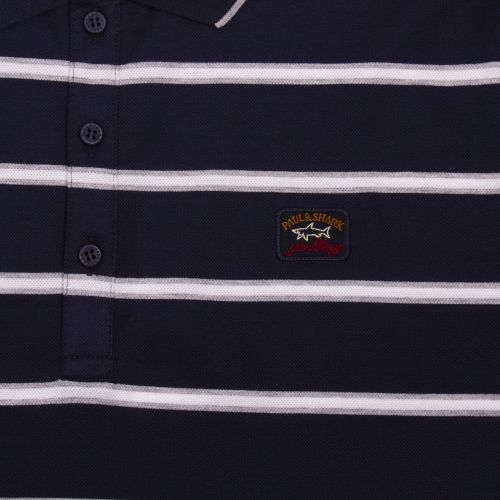 Mens Navy/White Small Stripe Custom Fit S/s Polo Shirt 54044 by Paul And Shark from Hurleys