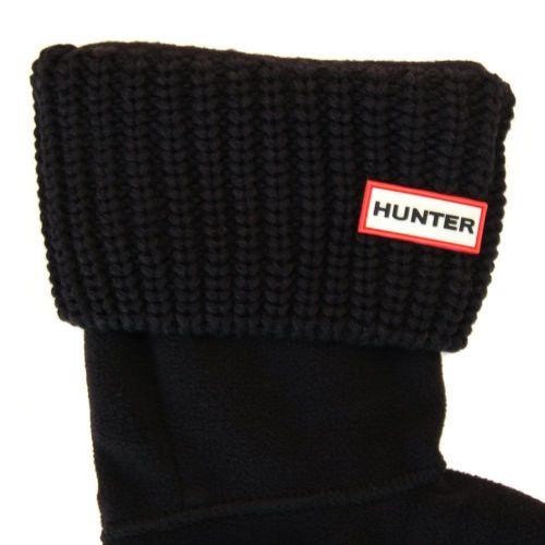 Womens Black Short Half Cardy Stitch Wellington Socks 67375 by Hunter from Hurleys