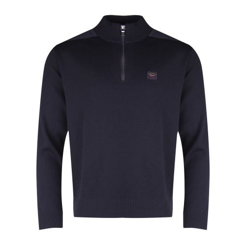 Mens Navy Branded Half Zip Knitted Jumper 32870 by Paul And Shark from Hurleys
