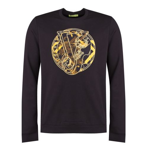 Mens Black Embroidered Logo Sweat Top 32581 by Versace Jeans from Hurleys