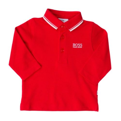 Baby Red Branded Tipped L/s Polo Shirt 65336 by BOSS from Hurleys
