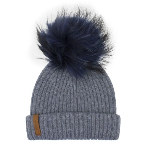 Womens Denim/Navy Wool Hat with Pom 47570 by BKLYN from Hurleys
