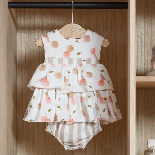 Baby Taupe Fruit Print Dress 104456 by Mayoral from Hurleys