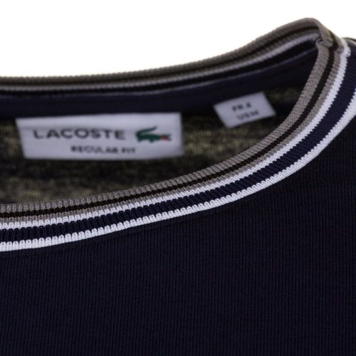 Mens Navy Tipped Crew S/s Tee Shirt 61756 by Lacoste from Hurleys