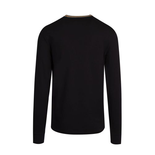 Mens Black Tramline Tipped L/s T Shirt 82667 by Fred Perry from Hurleys