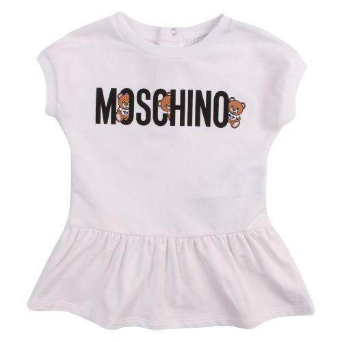 Baby White Hidden Toy Logo Dress 58482 by Moschino from Hurleys