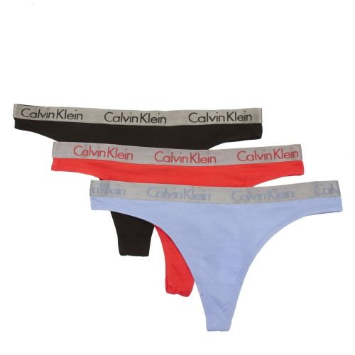 Womens Assorted Logo Band 3 Pack Thongs 39067 by Calvin Klein from Hurleys