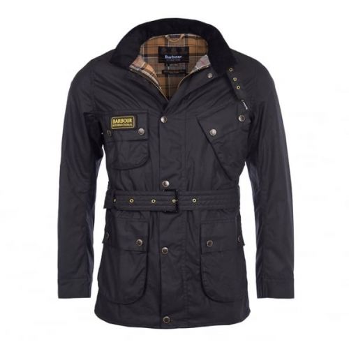 Mens Black Slim International Waxed Jacket 12317 by Barbour International from Hurleys