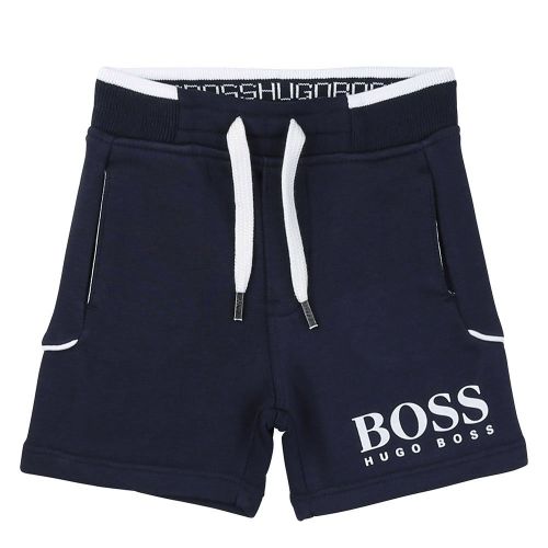 Toddler Navy Logo Sweat Shorts 84575 by BOSS from Hurleys