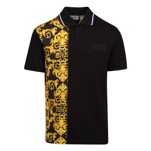 Mens Black Baroque Contrast Regular Fit S/s Polo Shirt 85678 by Versace Jeans Couture from Hurleys