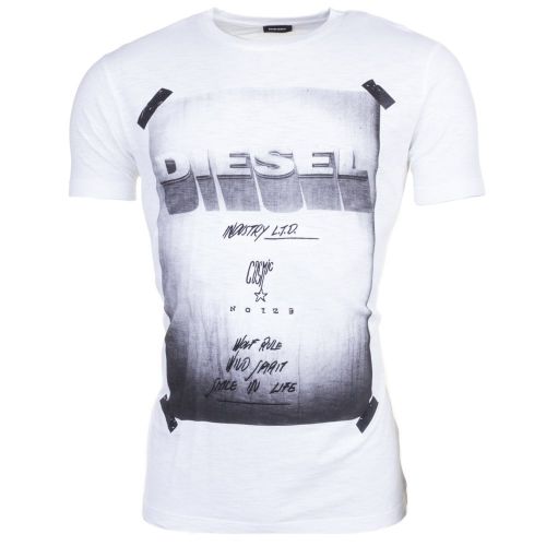 Mens White T-Diego-Hn S/s Tee Shirt 63998 by Diesel from Hurleys