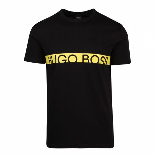 Mens Black/Yellow Logo Stripe Slim Fit Beach S/s T Shirt 57126 by BOSS from Hurleys