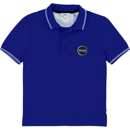 Boys Blue Tipped Logo S/s Polo Shirt 19665 by BOSS from Hurleys