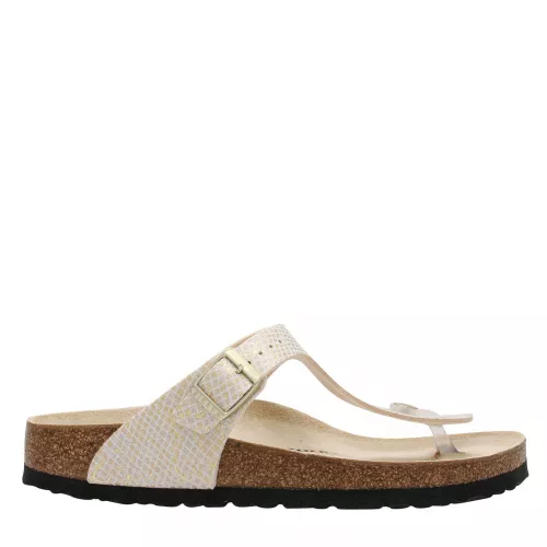 Womens Eggshell/Gold Gizeh Shiny Python Sandals 84991 by Birkenstock from Hurleys