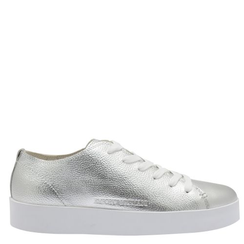 Womens Silver Metallic Tumbled Trainers 37218 by Emporio Armani from Hurleys