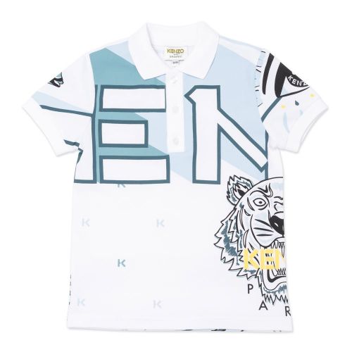 Boys White Graphic S/s Polo Shirt 90227 by Kenzo from Hurleys
