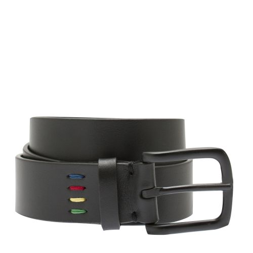 Mens Black Zebra Branded Leather Belt 48664 by PS Paul Smith from Hurleys
